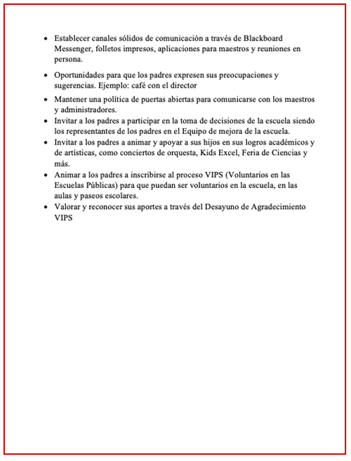 2023-2024 Políza de Partipación Familiar y de Padres